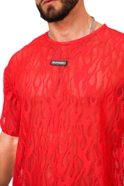 Fire Red Net Tshirt - Suxceedwomens