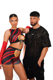 Couplez Fire Black Net Outfit Sets - Suxceedwomens