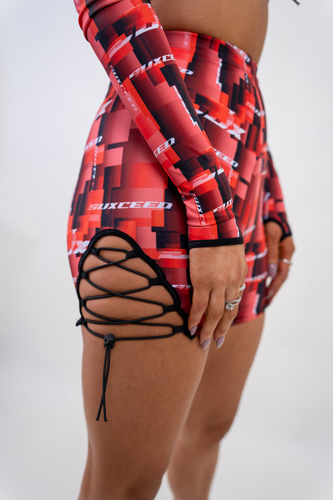 Red Pill Lace Up Cycle Short (RTS) - Suxceedwomens