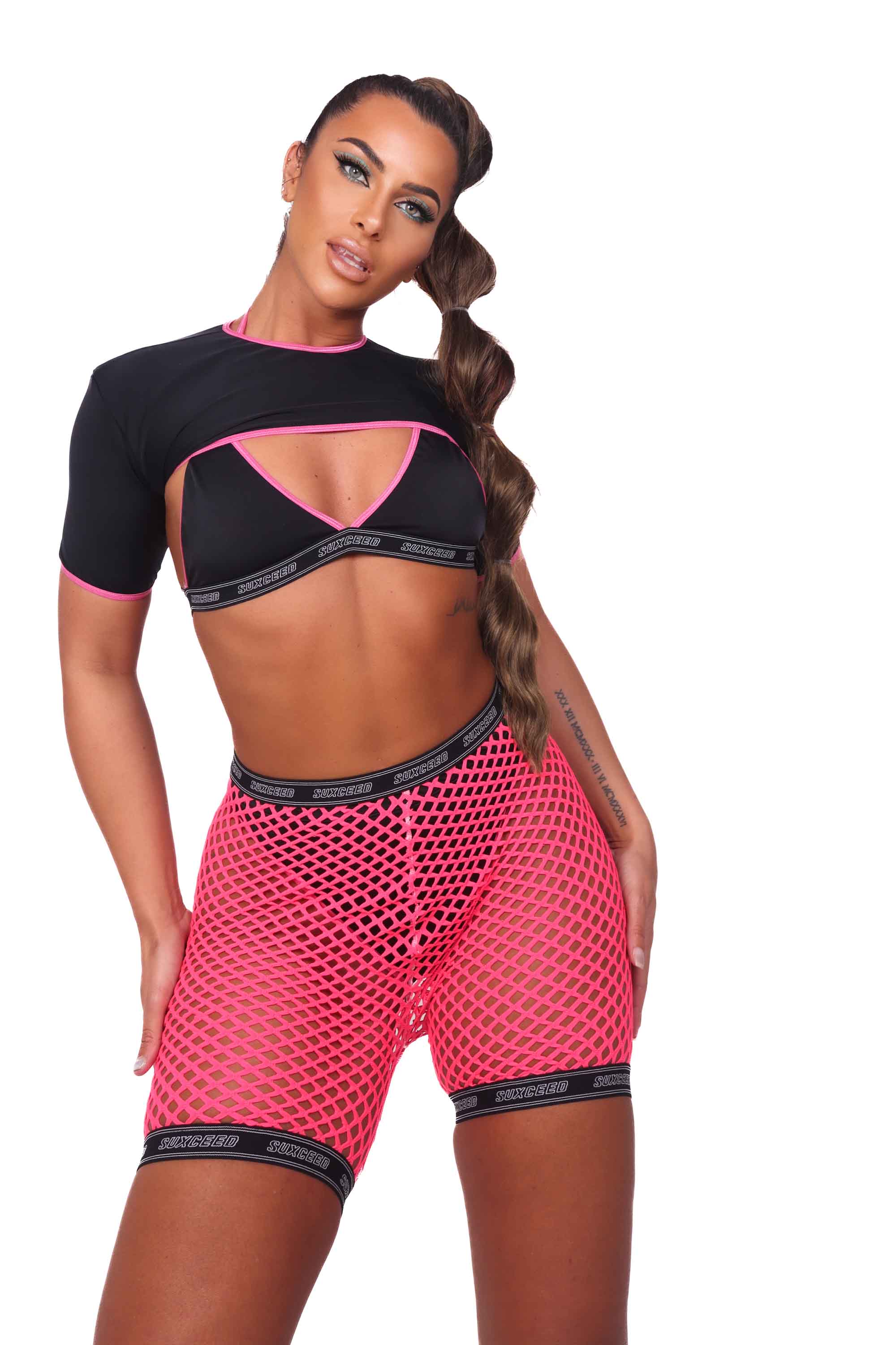 Cosmic Pink Netted Cycle Shorts - Suxceedwomens